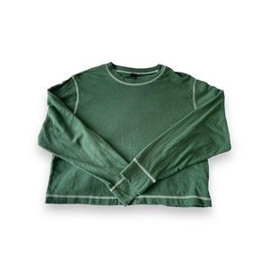 Forest Green Contrast Stitch Crop Long Sleeve Tee Wild Fable XS